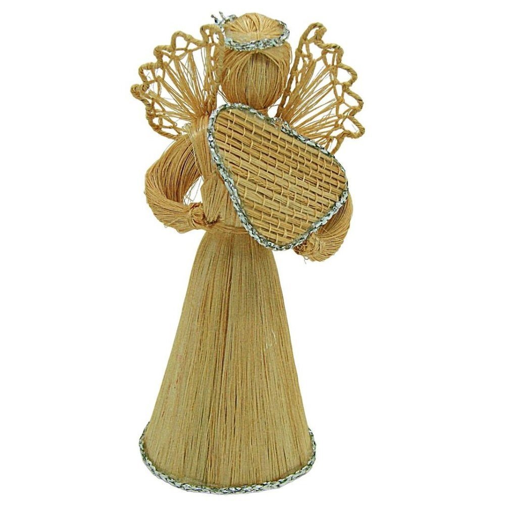Vintage Abaca Straw Cone Angel with Halo Doll Holiday Ornament Decoration 5"